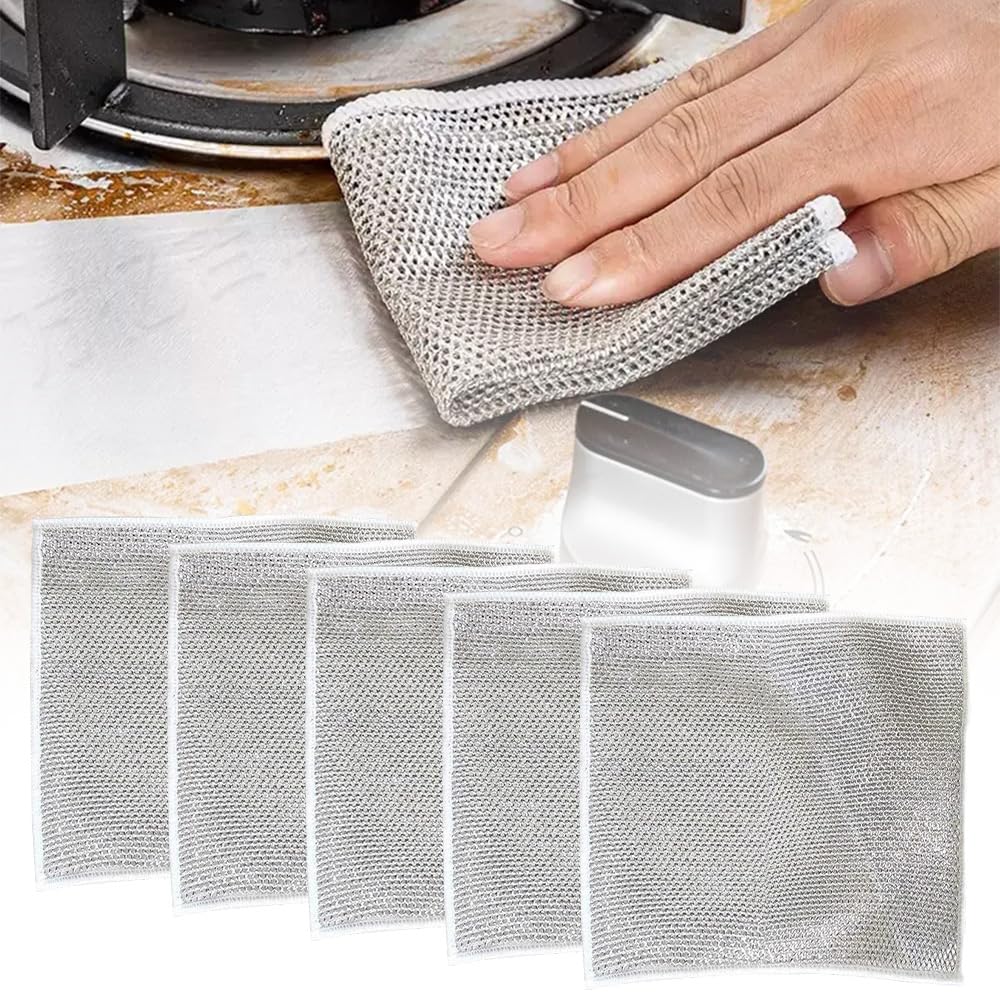 Multipurpose Non-Scratch Wire Dishwashing Rags for Scrubs & Dishes, Sinks & More (5)  
Reusable Premium Wire Dishcloth f