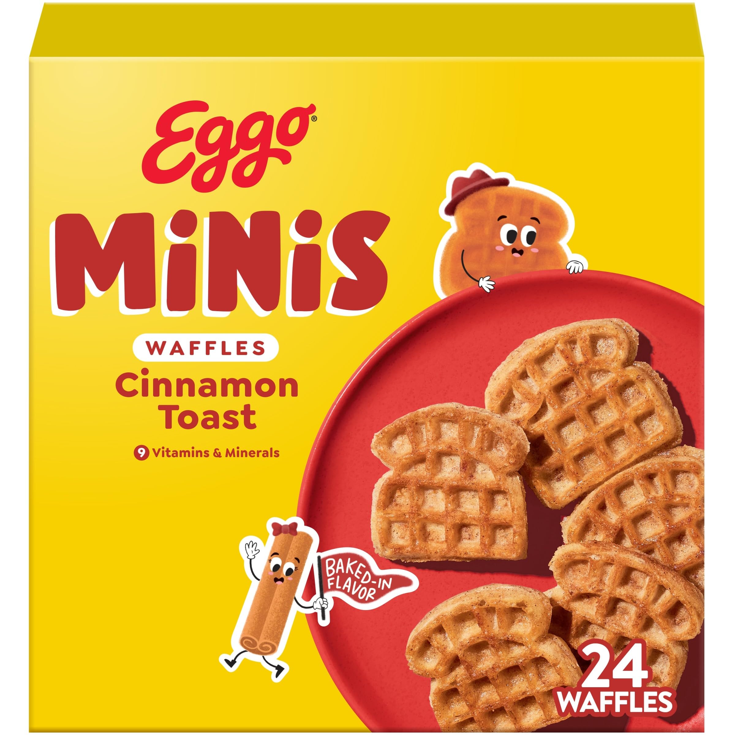 Eggo Minis Frozen Waffle Bites Cinnamon Toast, Family Pack, Perfect Breakfast for Family, Frozen Breakfast Snack, 25.8oz