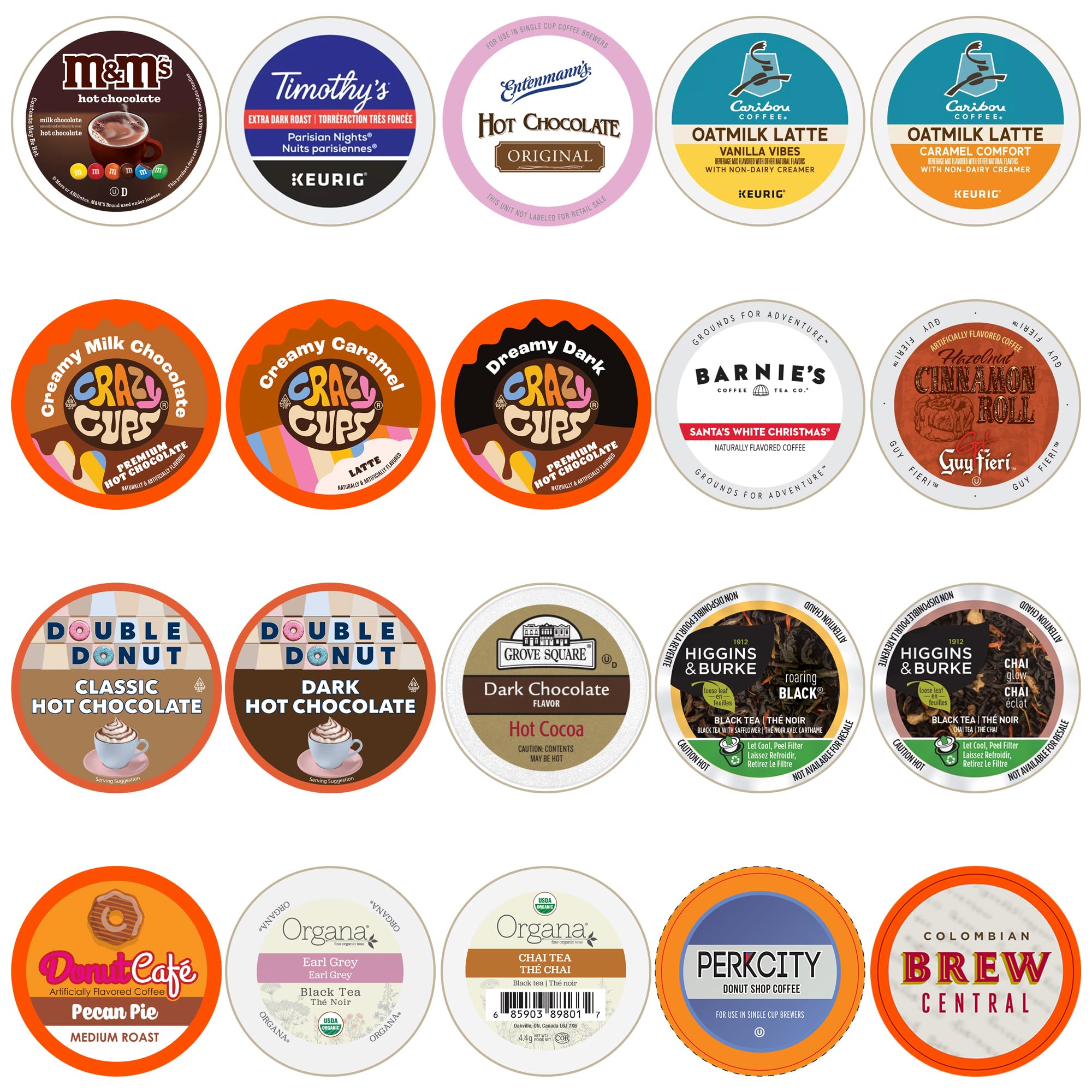 Perfect Samplers Premium Mix Coffee/Tea/Cider/Cappuccino and Hot Chocolate Single Serve Cups for Keurig K-cup Brewers,