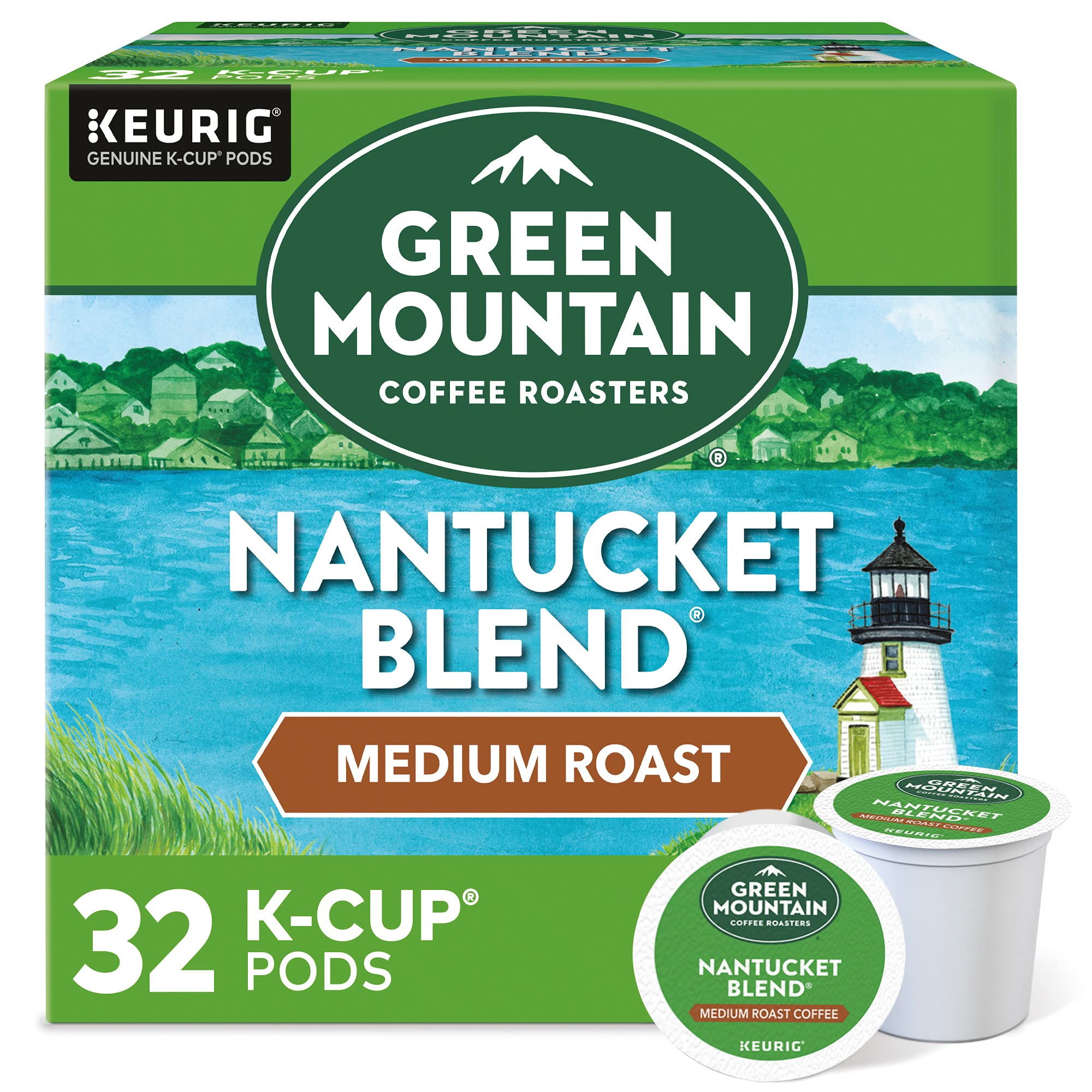 Green Mountain Coffee Roasters Nantucket Blend Medium Roast Single-Serve Coffee K-Cup Pods for Coffee Lovers in the Mor
