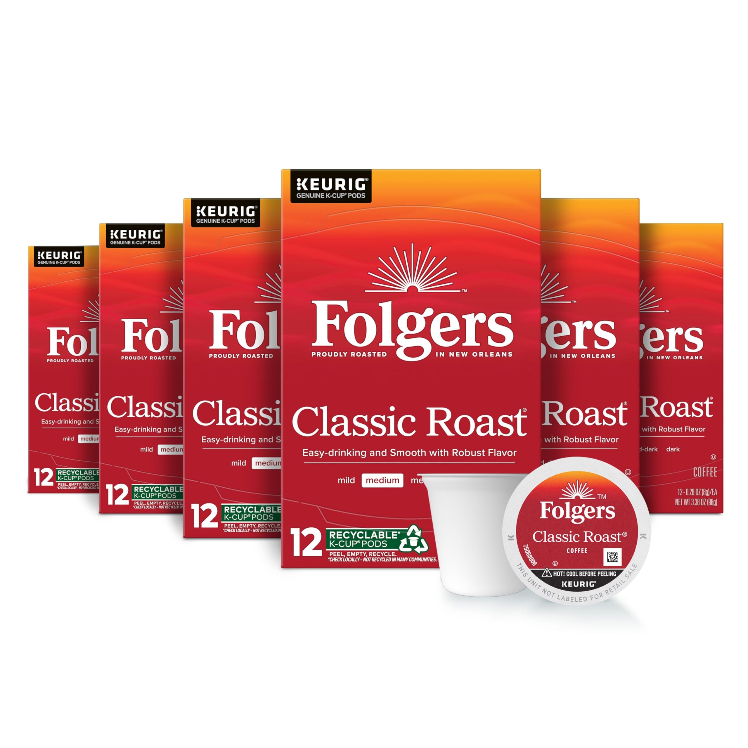 Folgers Classic Roast Medium Roast Coffee K-Cups for Keurig Brewers, Coffee Lovers, Morning Brew
| Folgers Classic Roas
