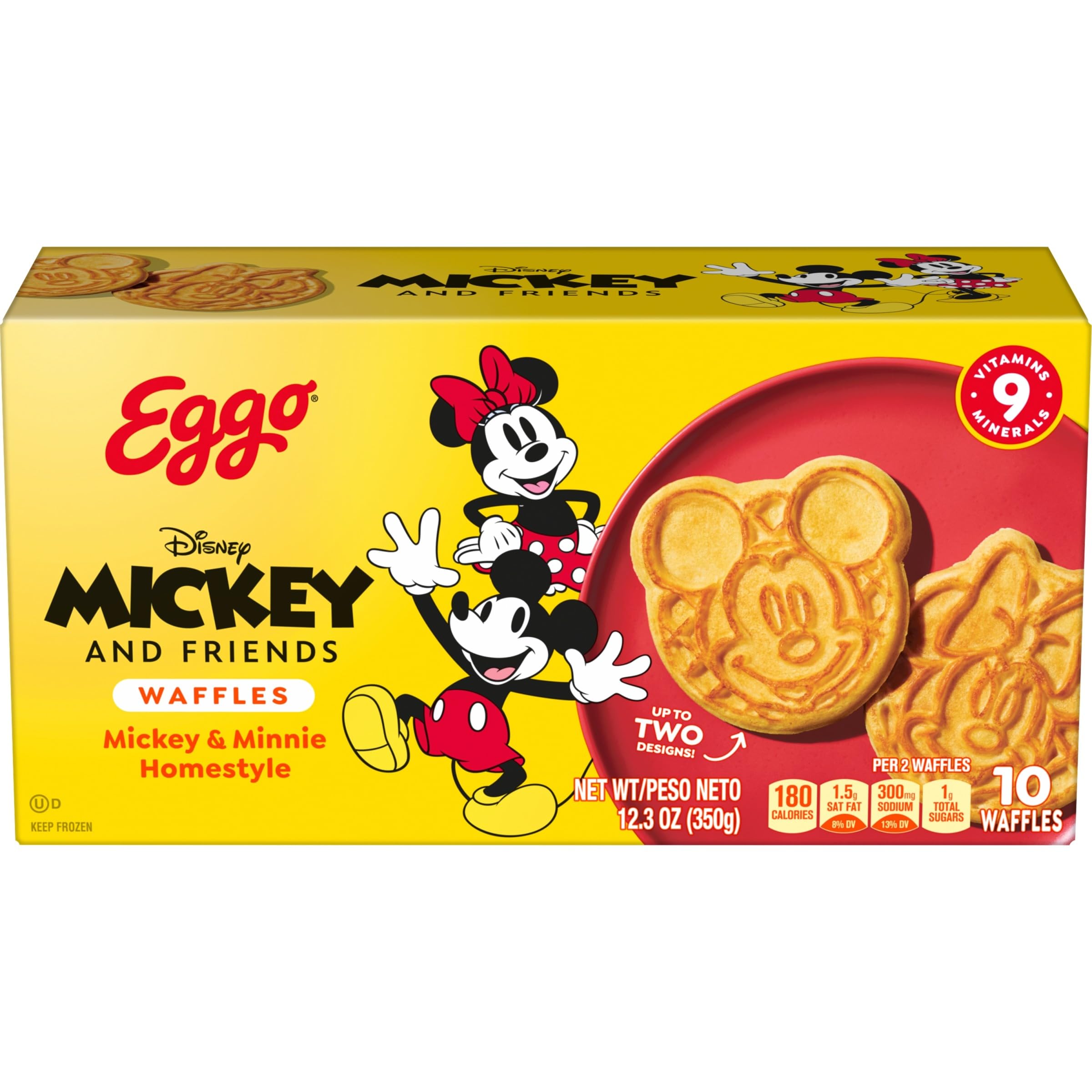 Eggo Mickey and Friends Frozen Waffles for Kids: Homestyle Breakfast, Sweet Flavors, Perfect for Family Meals, 1|3oz Box