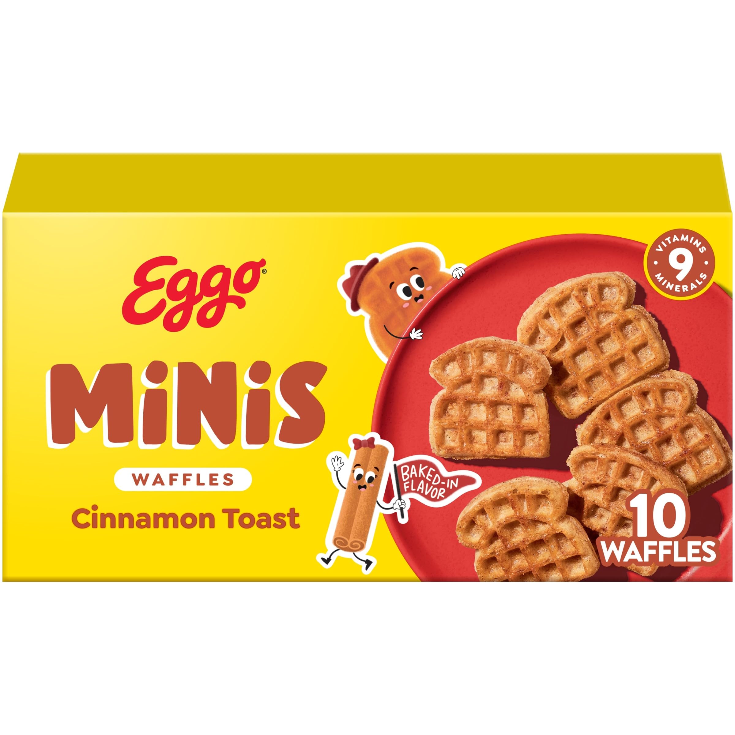 Eggo Minis Frozen Waffle Bites Cinnamon Toast for Breakfast Lover, Quick Breakfast, Freezer Meals, Family Sized Cinnamon