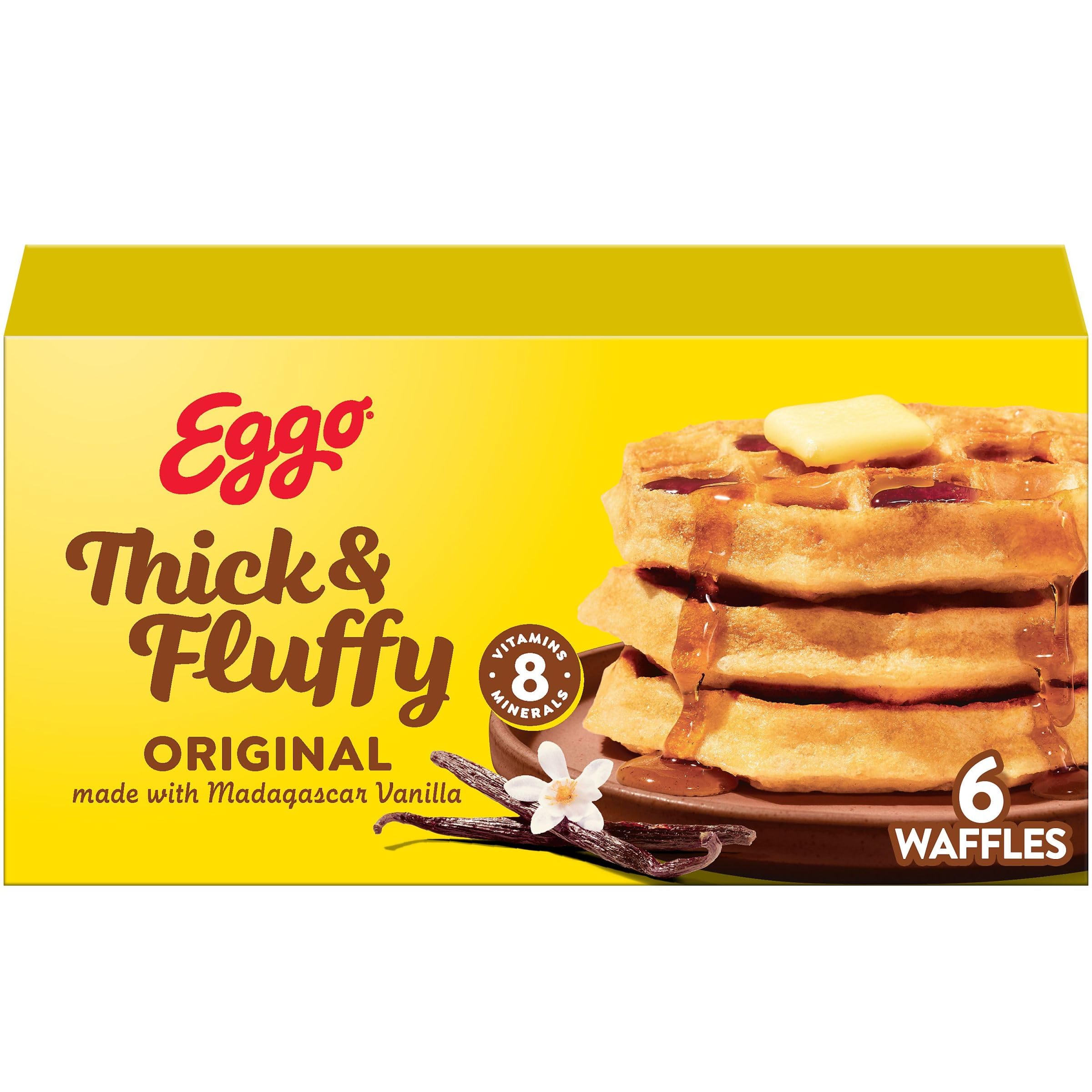 Eggo Thick and Fluffy Frozen Waffles, Original Taste, Suitable for Adults and Kids, Perfect for Quick Breakfasts, Freeze